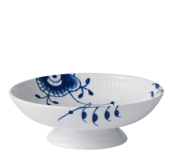 Blå Mega Riflet skål på fot 6 cm fra Royal Copenhagen