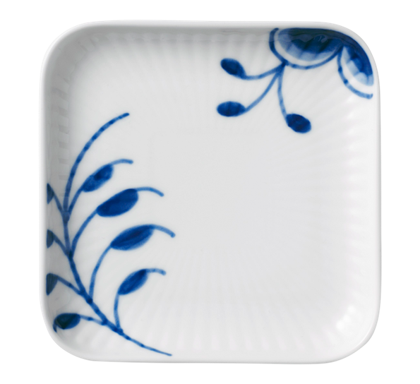 Blå Mega Riflet asjett 9x9 cm fra Royal Copenhagen