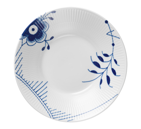 Blå Mega Riflet tallerken dyp 21 cm h5 cm fra Royal Copenhagen