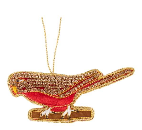 <p>Undelat med broderinger 5cm krystaller rød gull Tinker Tailor</p>