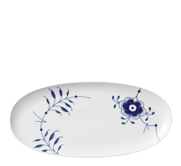 Blå Mega Riflet ovalt fat 37cm fra Royal Copenhagen