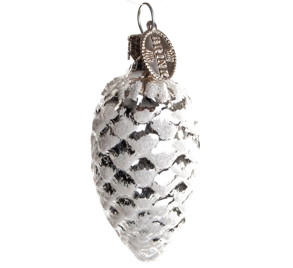 Julekule kongle hvit 6x3 cm fra Brink Nordic