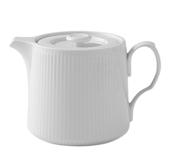 Hvit riflet tekanne tekanne med lokk 0,75 L Royal Copenhagen