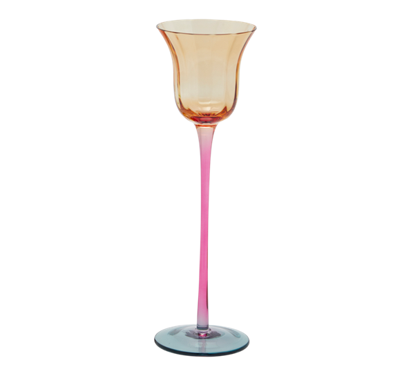 Tulipan telysstake 25 cm rav, fot lyseblå EDG Enzo de Gasperi