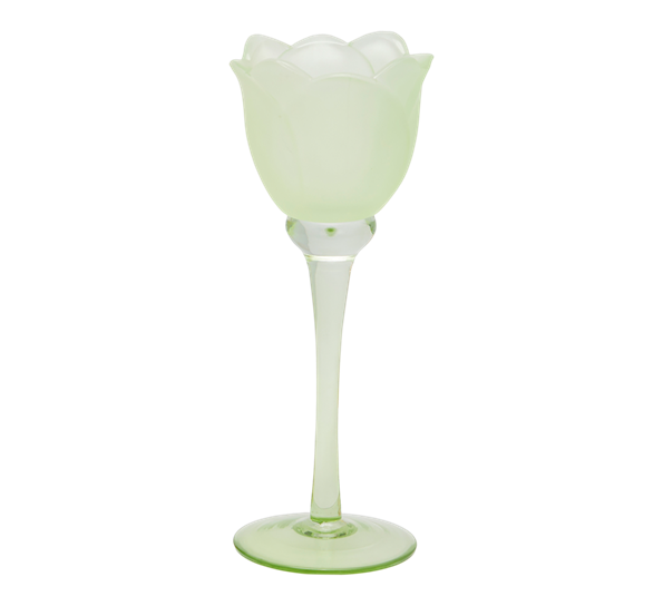 Tulipan telysestake på stett 22 cm sateng finish grønn EDG Enzo de Gasperi