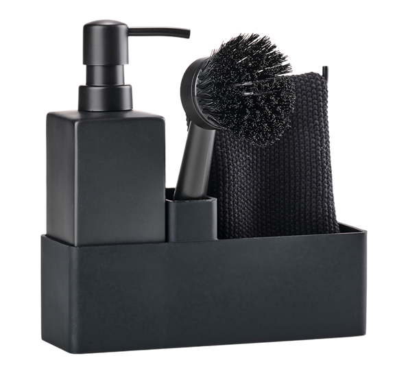 Singles oppvasksett med kjøkkenklut sort fra Zone