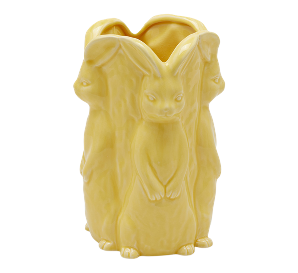 Vase med påskekaniner 24 cm gul EDG Enzo de Gasperi