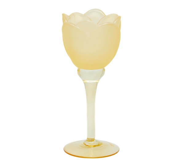 Tulipan telysestake på stett 19 cm sateng finish gul EDG Enzo de Gasperi