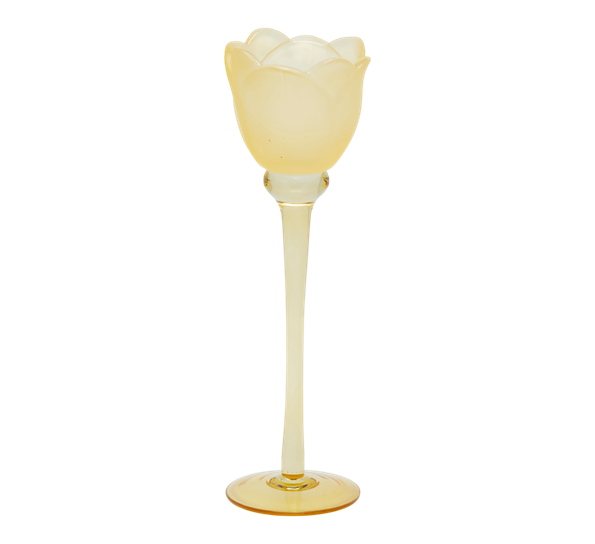Tulipan telysestake på stett 28 cm sateng finish gul EDG Enzo de Gasperi