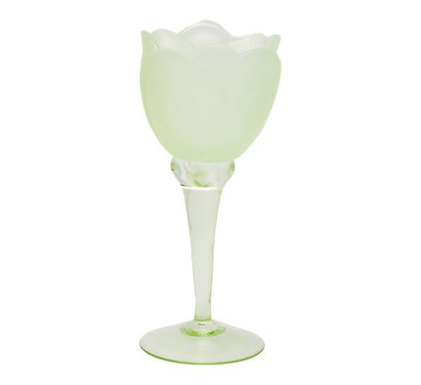 Tulipan telysestake på stett 19 cm sateng finish grønn EDG Enzo de Gasperi