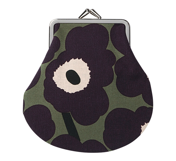 Kukkaro veske grågrønn plomme fersken fra Marimekko