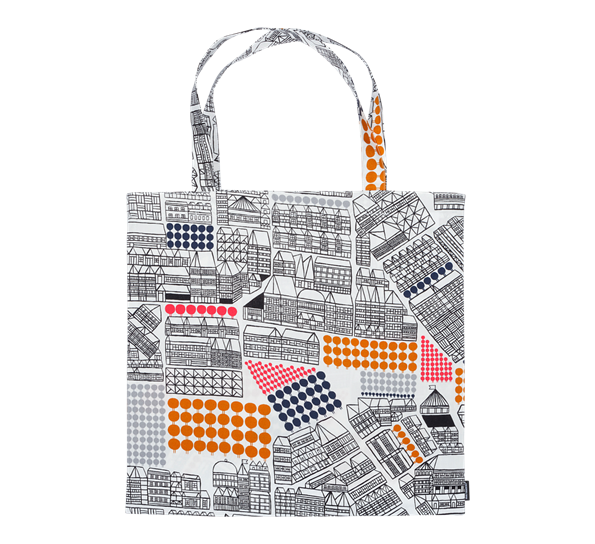 Puisto Osasto bag 44x43 cm hvit sort blå fra Marimekko