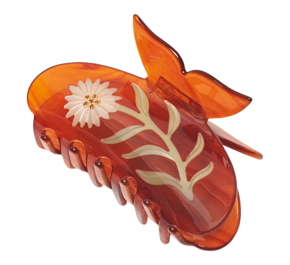 <p>Hårklemme kamille og sommerfugl brun Designforevig accessories</p>
