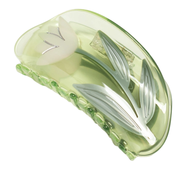 <p>Hårklemme Lotusblomst klar og grønn Designforevig accessories</p>
