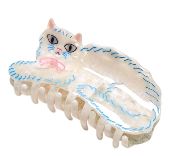 <p>Hårklemme Perserkat hvit og rosa sløyfe Designforevig accessories</p>
