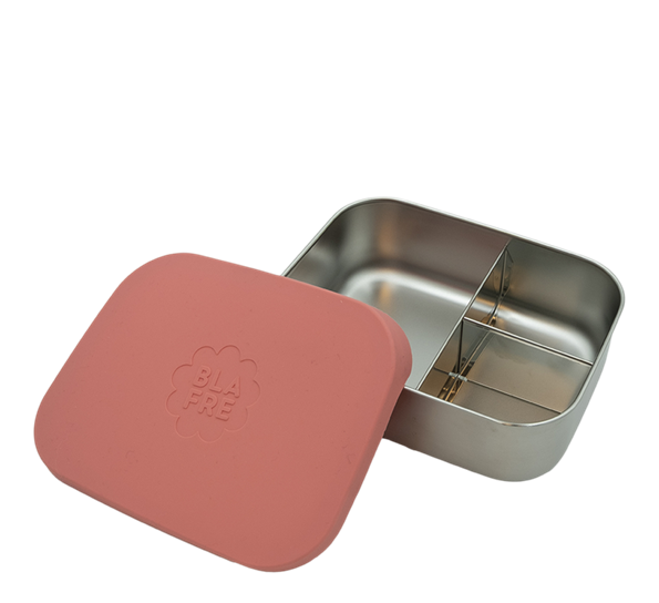 Stålmatboks tre rom rosa Blafre