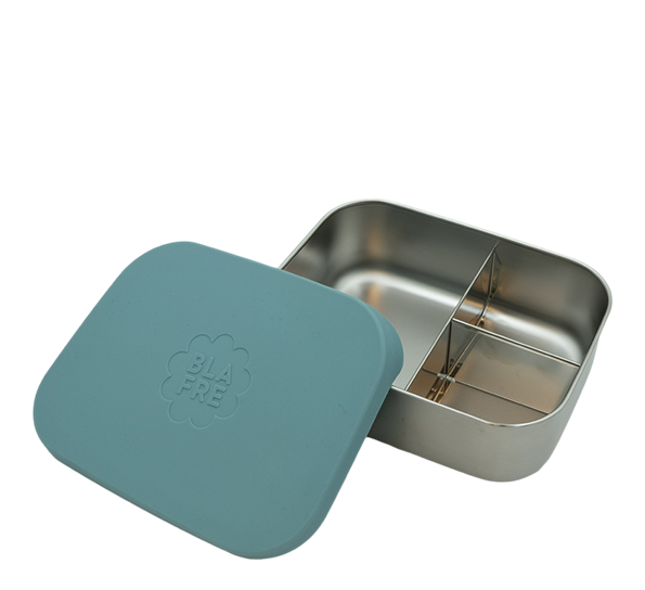 Stålmatboks tre rom blågrønn Blafre