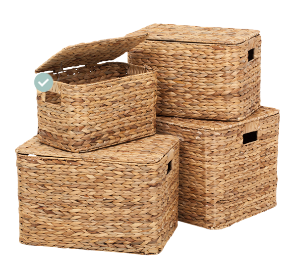 Lily kurv med lokk 22x22 cm vannhyasint natur fra Dixie