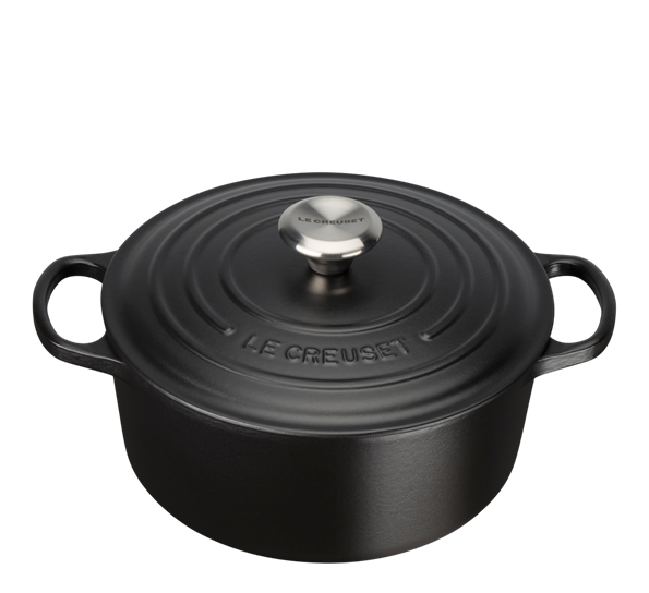 Jerngryte rund 5,3l 26cm matt sort fra Le Creuset