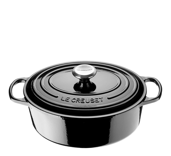Jerngryte oval 6,3l 31cm blank sort fra Le Creuset