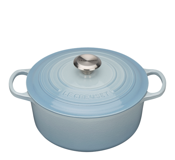 Jerngryte rund 5,3l 26cm coastal blue. fra Le Creuset