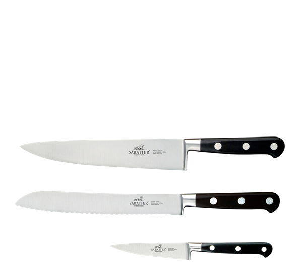 Licorne knivsett 3-deler stål sort fra Lion Sabatier