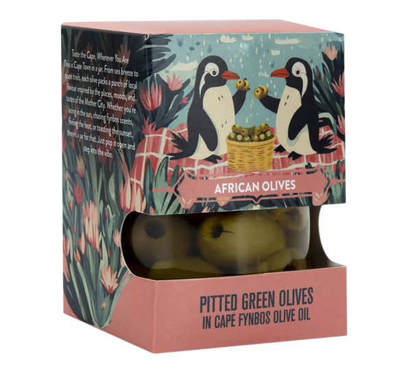 <p>Grønne oliven i kaldpresset olivenolje 120g fynbos African Oils</p>
