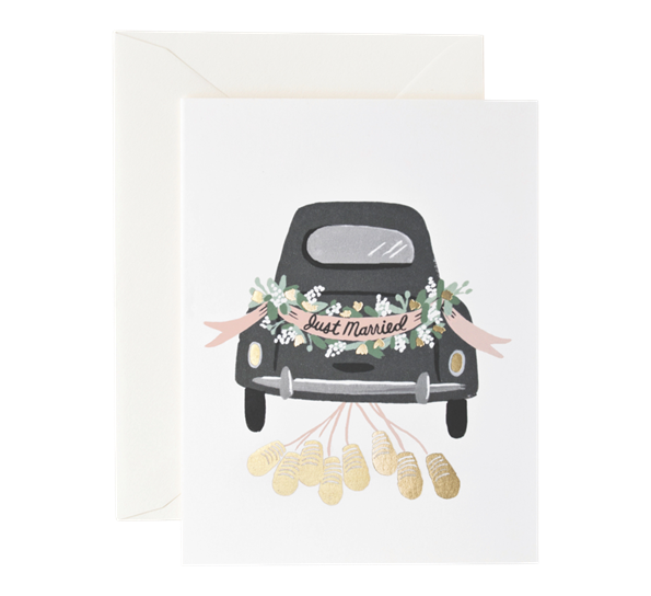 Bryllupskort Just Married Getaway fra Rifle Paper Co.