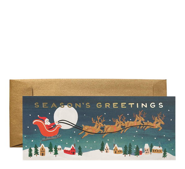 Julekort Santas Sleigh fra Rifle Paper Co.