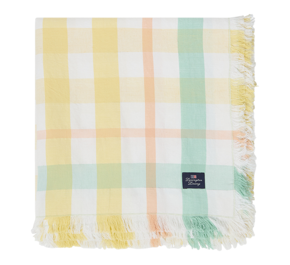<p>Checked lin- og bomullsduk gul 150x250 cm Lexington</p>
