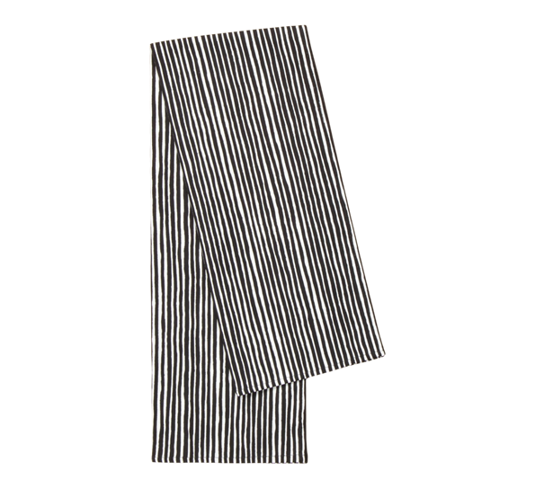 Varvunraita kjøkkenhåndkle sort hvit fra Marimekko