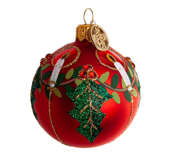 Julekule rund med kristtorn 6 cm Brink Nordic