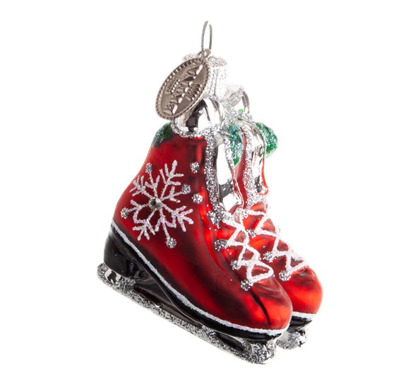 Julekule skøyter rød 4 cm Brink Nordic
