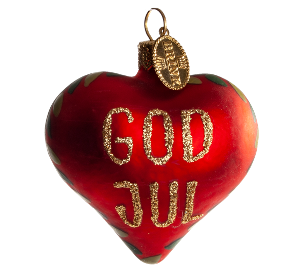 Julekule hjerte god jul rødt og gull 5cm Brink Nordic