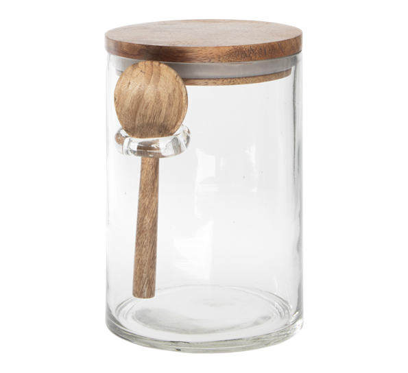 Glasskrukke med lokk og skje S fra Sögne Home