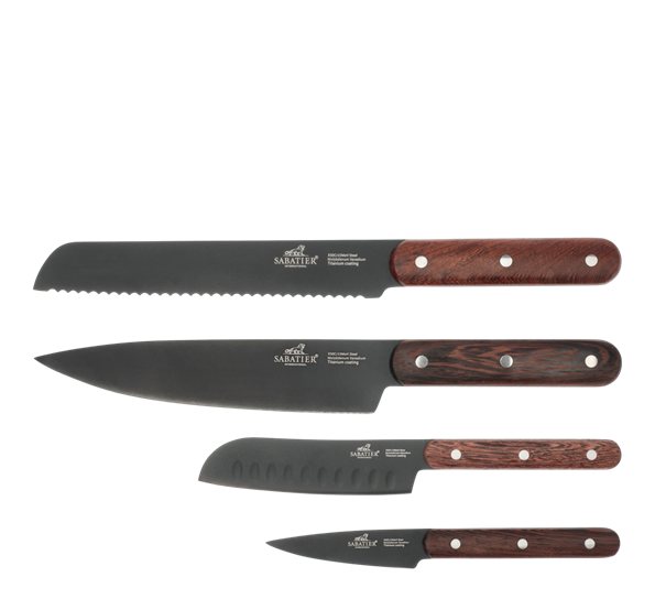 Phenix knivsett 4 deler sort tre fra Lion Sabatier