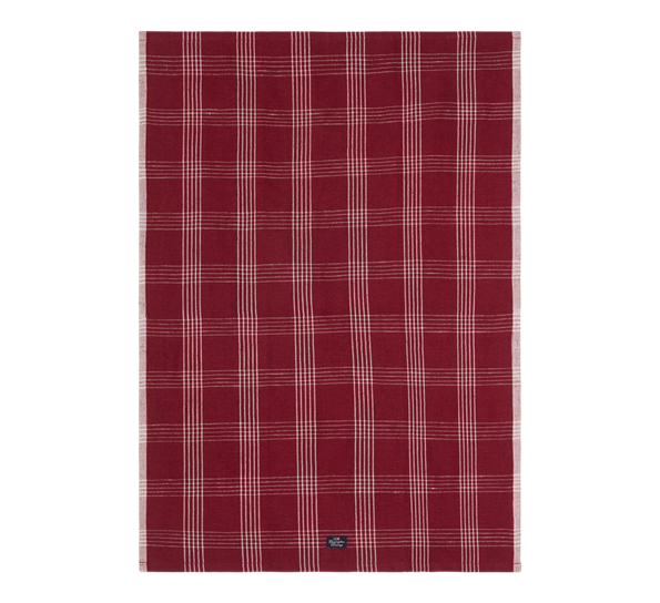 Checked kjøkkenhåndkle lin- og bomull rød hvit 50x70 cm Lexington