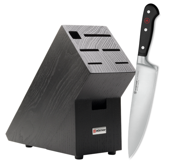 Classic kokkekniv med knivblokk på kjøpet sort fra Wüsthof