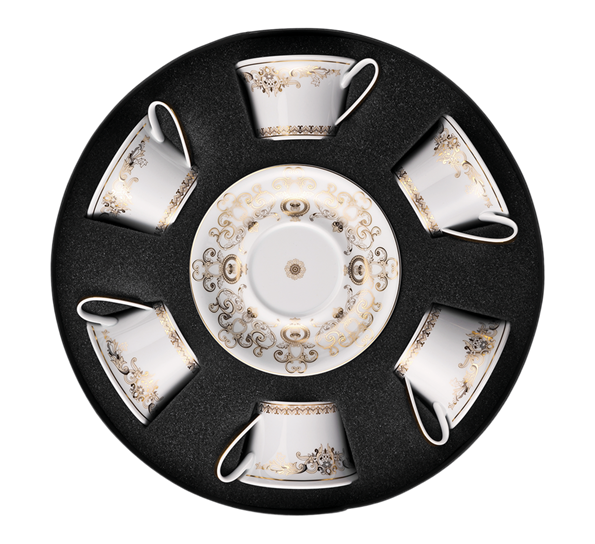 Medusa Gala gold tekopp med skål 6 stk fra Versace