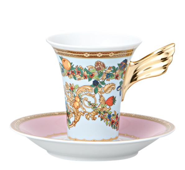 Le Jardin de kaffekopp med skål fra Versace
