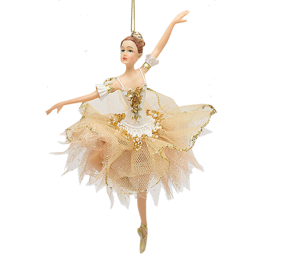 <p>Juletrepynt ballerina beige gull nr 2 EDG Enzo de Gasperi</p>
