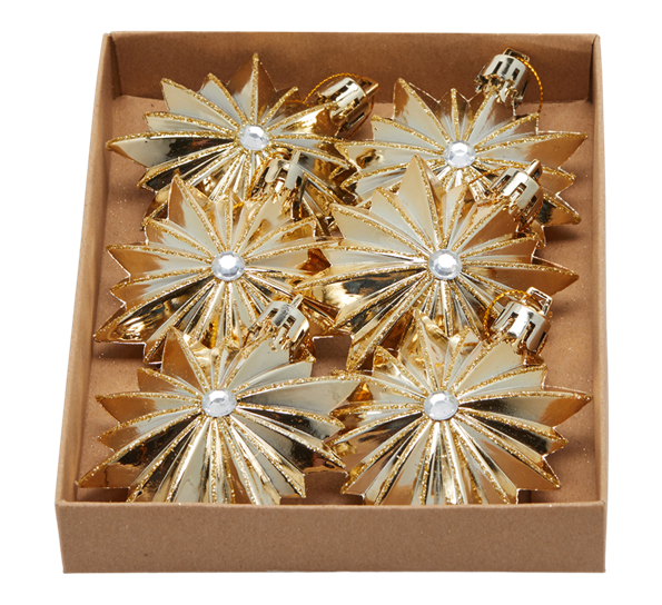 Julekule stjerne 6-pk 7 cm gull EDG Enzo de Gasperi