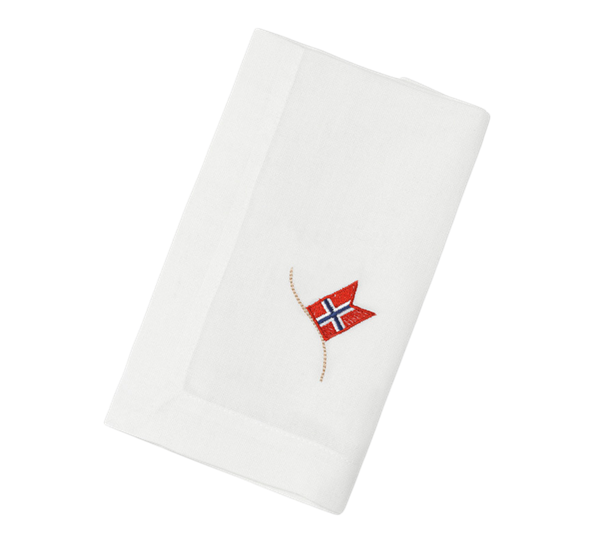 Serviett med norsk flagg fra Langkilde & Søn