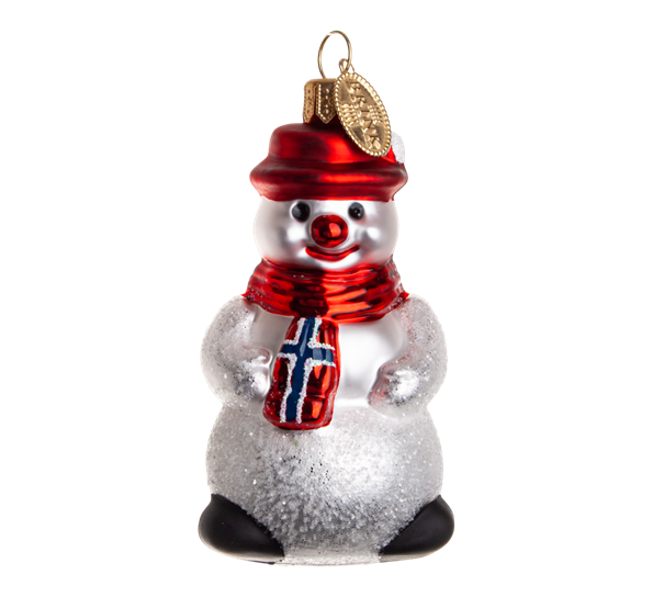 Julekule snømann med norske flagg 7 cm Brink Nordic
