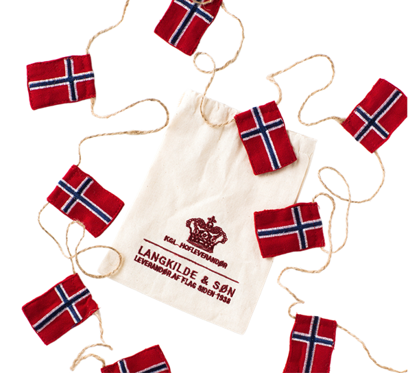 Flagglenke liten med 10 flagg fra Langkilde & Søn