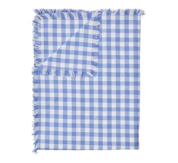 Duk med frynser 140x300 cm Blue Checks ByTiMo