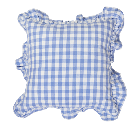 Putetrekk med volang 50x50 cm Blue Checks ByTiMo