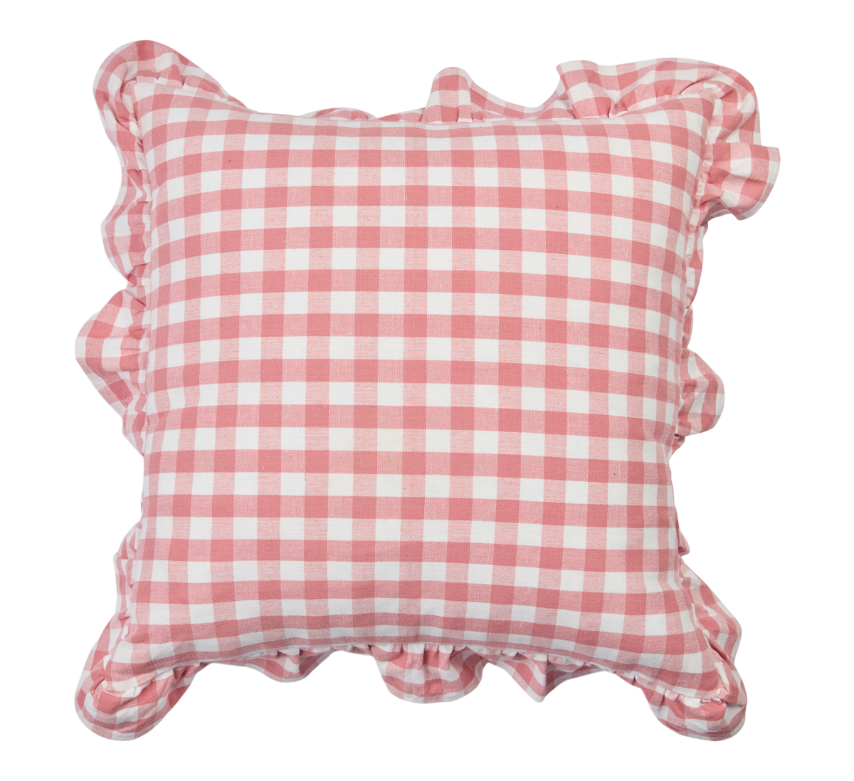 Putetrekk med volang 50x50 cm Pink Checks