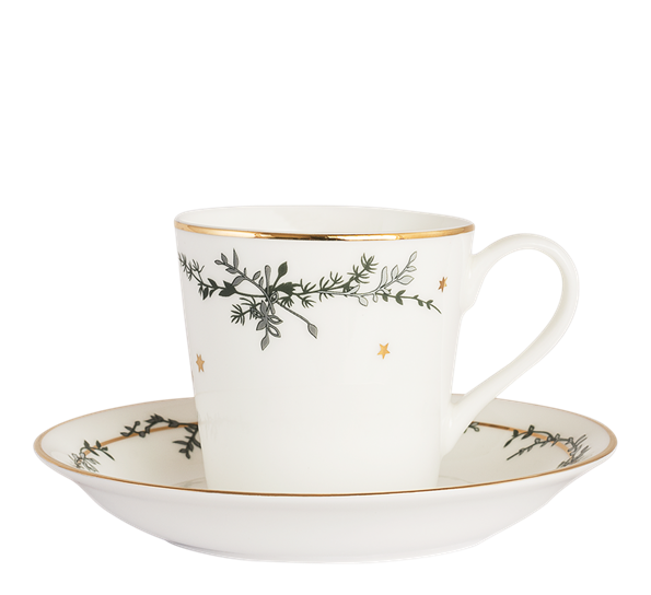 Winter Stars kaffekopp med skål gren fra Jette Frölich