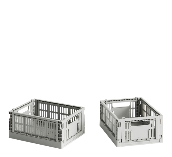 Colour Crate mini 2-pk lys grå oppbevaringskasse fra HAY